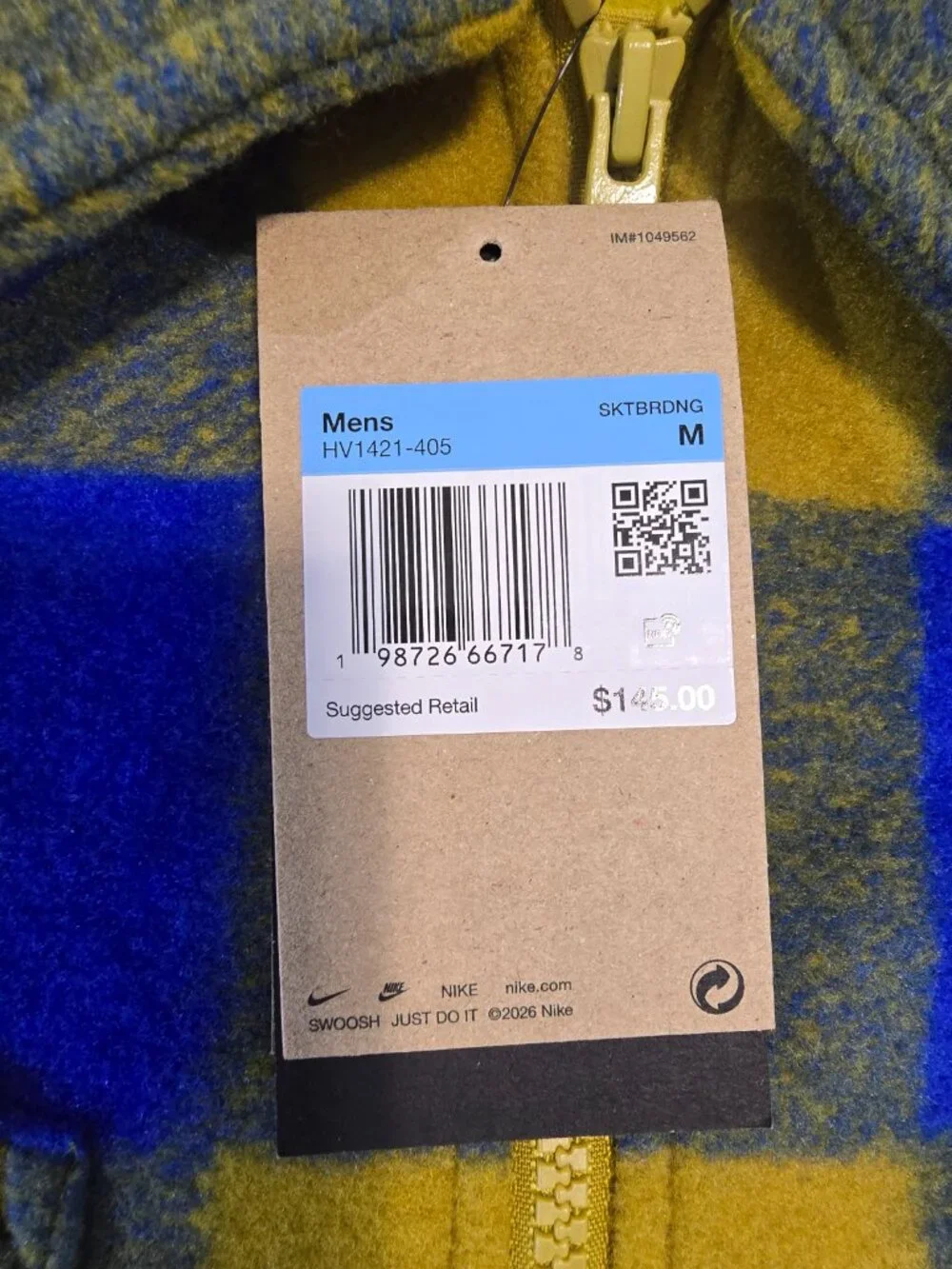 Nike SB Essential SkateShirt Jacket Flannel HV1421-405 Blue Yellow Plaid Mens M